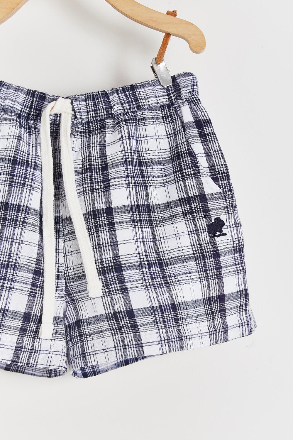 Short Harem Linen Plait Cuadros