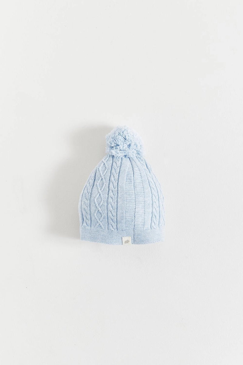 My First Knit Beanie & Booties Set Celeste