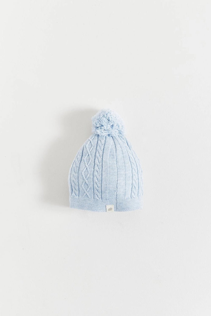 My First Knit Beanie & Booties Set Celeste