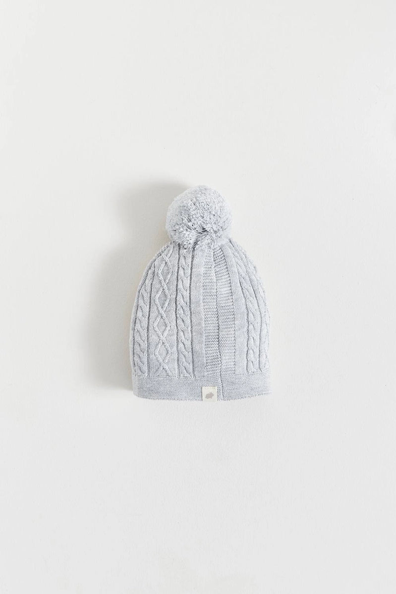 My First Knit Beanie & Booties Set Gris