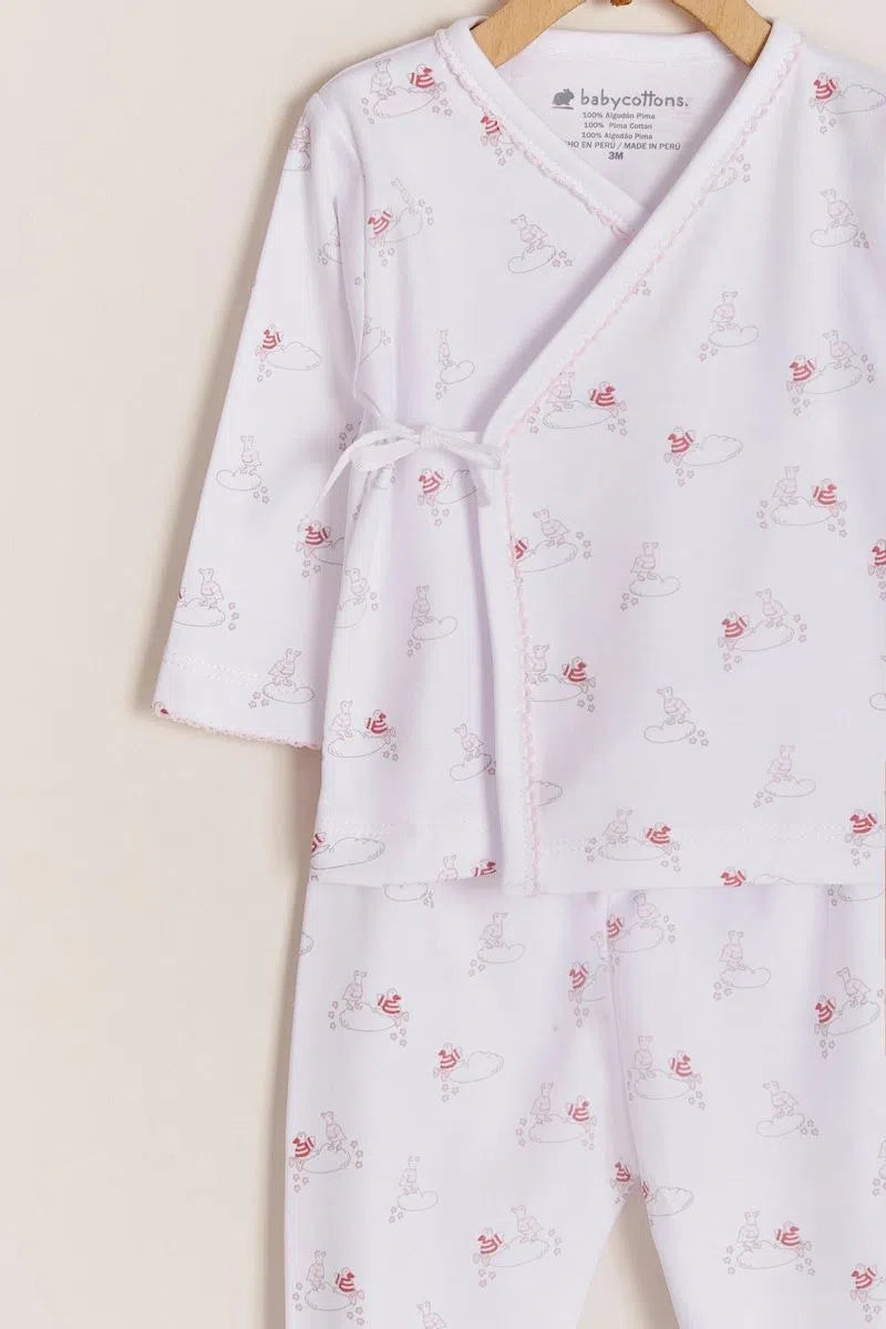 Set kimono ranita Ducks pima rosada