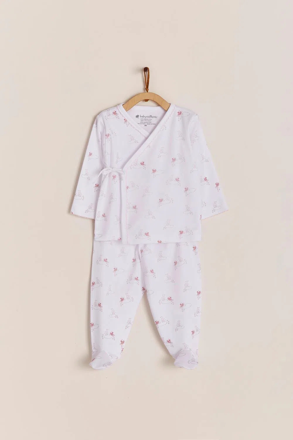 Set kimono ranita Ducks pima rosada