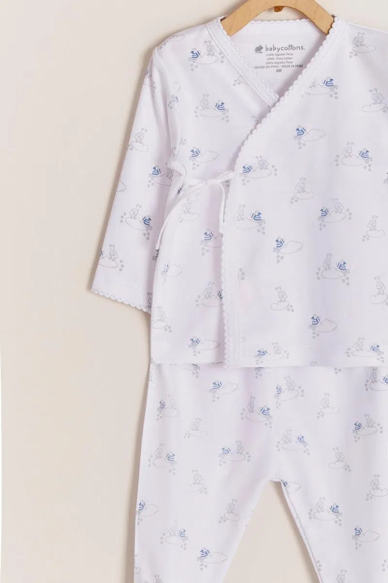Set kimono ranita Ducks pima celeste